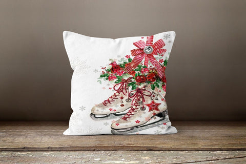 Christmas Pillow Cover|Xmas Ice Skates Decor|Winter Decorative Pillow Case|Xmas Boots Throw Pillow|Xmas Gift|Outdoor Pillow|Xmas Pillow Case