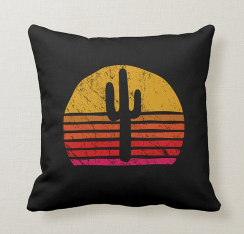 Cactus Pillow Cover|Cactus Cushion Case|Decorative Black Pillow Case|Boho Bedding Home Decor|Housewarming Gift|Floral Throw Pillow Cover