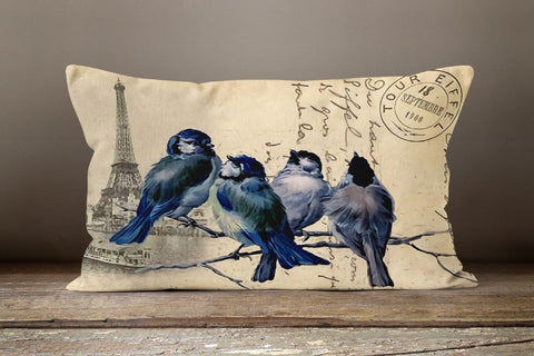 Floral Bird Pillow Case|Bird Cage Pillow Cover|Decorative Floral Cushion Case|Square Rectangle Housewarming Pillow|Farmhouse Cushion Case