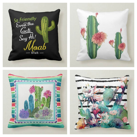Cactus Pillow Cover|Cactus Cushions Case|Decorative Pillow Case|Boho Bedding Home Decors|Housewarming Gift|Floral Cactus Throw Pillow Case