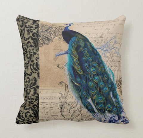 Peacock Pillow Cover|Cushion Cover|Animal Print Home Decor|Gift Ideas|Housewarming Gift|Outdoor pillow cover|Peacock Feather Throw Pillow