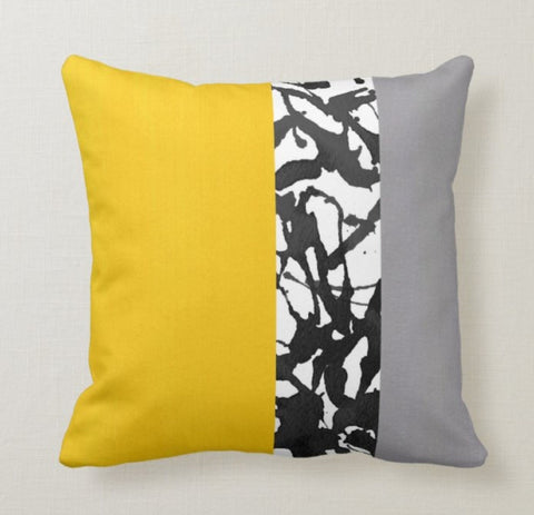 Colorful Pillow Cover|Geometric Outdoor Cushion Case|Decorative Throw Pillow|Bedding Home Decor|Housewarming Pillow Cover|Yellow Gray Pillow