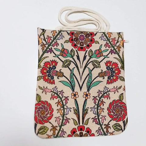 Turkish Tulip Tile Patterns Shoulder Bag|Tapestry Fabric Handmade Bag|Handmade Shoulder Bags|Rug Design Tote Bag|Tapestry Woman Handmade Bag