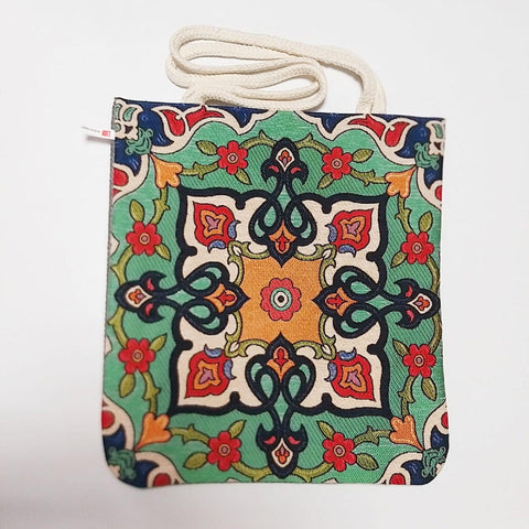Tapestry Tile Pattern Shoulder Bags|Tapestry Fabric Handmade Bag|Turkish Tulip Handmade Shoulder Bag|Rug Design Tote Bag|Woman Handmade Bag