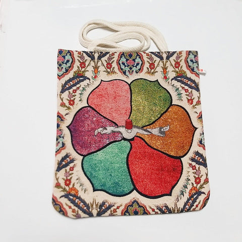 Turkish Tile Pattern Shoulder Bags|Whirling Dervish Bag|Tapestry Shoulder Bag|Rug Design Tote Bag|Carpet Bag|Fabric Weekender Shoulder Bag