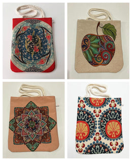 Turkish Tile Pattern Shoulder Bags|Tapestry Shoulder Bag|Rug Design Tote Bag|Carpet Bag|Fabric Weekender Shoulder Bag|Woman Gift Bag