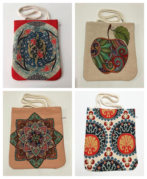Turkish Tile Pattern Shoulder Bags|Tapestry Shoulder Bag|Rug Design Tote Bag|Carpet Bag|Fabric Weekender Shoulder Bag|Woman Gift Bag