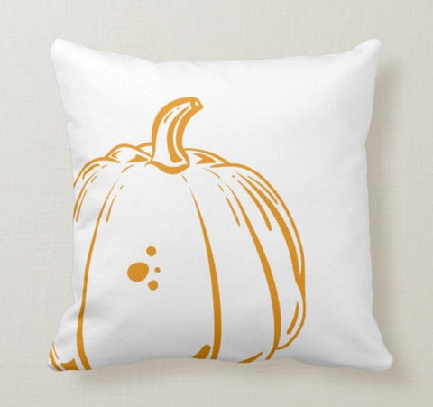 Fall Trend Pillow Cover|Autumn Cushion Case|Orange Pumpkin Throw Pillow|Thanksgiving Hello Fall Home Decor|Housewarming Autumn Pillow Case