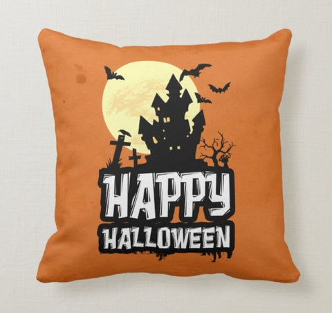 Halloween Pillow Case|Fall Trend Witch Pillow|Autumn Cushion Case|Orange Pumpkin Throw Pillow|Trick or Treat Home Decor|Happy Halloween