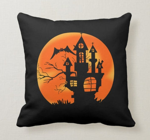 Halloween Pillow Case|Fall Trend Witch Pillow|Autumn Cushion Case|Orange Pumpkin Throw Pillow|Trick or Treat Home Decor|Happy Halloween