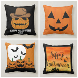 Halloween Pillow Case|Fall Trend Pillow|Autumn Bats Cushion Case|Orange Pumpkin Throw Pillow|Trick or Treat Home Decor|Happy Halloween Decor