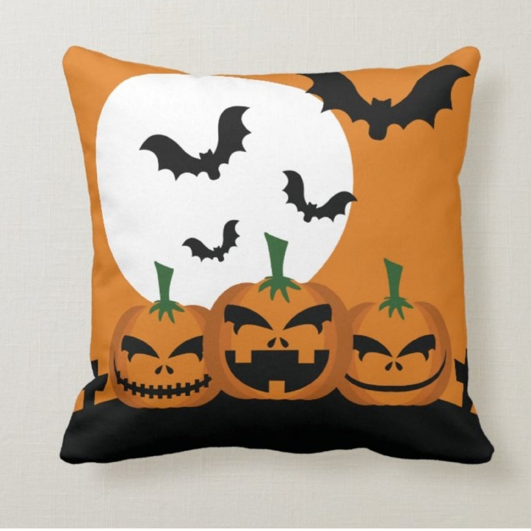 Halloween Pillow Case|Fall Trend Pillow|Autumn Bats Cushion Case|Orange Pumpkin Throw Pillow|Trick or Treat Home Decor|Happy Halloween Decor