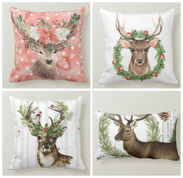 Christmas Pillow Cover|Christmas Cushion Case|Winter Decorative Pillowcase|Xmas Home Decor|Xmas Gift Ideas|Deer Pillow Cover