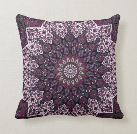 Tiled Mandala Design Pillow Cover|Rug Design Pillow Case|Decorative Pillow Cover|Rustic Home Decor|Farmhouse Decor|Geometric Pillow Case
