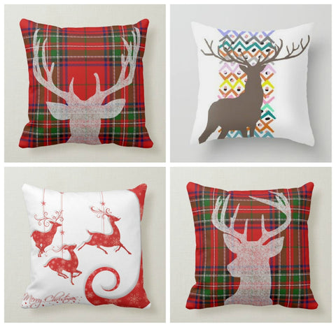 Christmas Pillow Cover|Christmas Cushion Case|Winter Decorative Pillowcase|Xmas Home Decor|Xmas Gift Ideas|Deer Design Cover