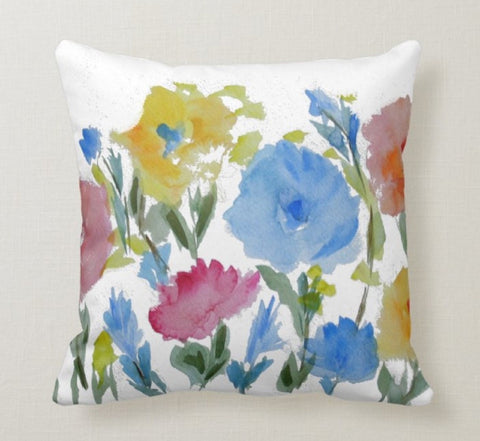 Floral Pillow Cover|Summer Trend Cushion Case|White Pink Floral Throw Pillow Case|Bedding Home Decor|Housewarming Farmhouse Style Pillow