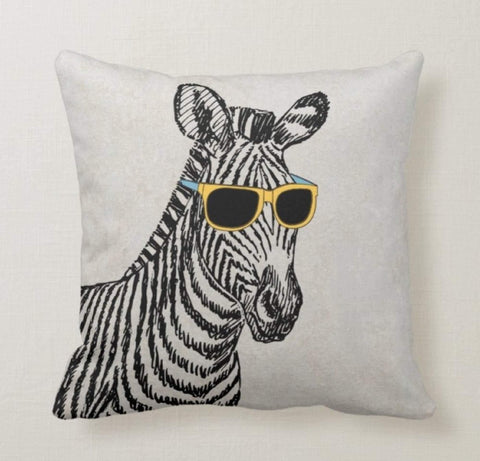 Zebra Pillow Covers|Forest Animals Throw Pillow Case|Decorative Lumbar Pillow|Housewarming Cushion Case|Farmhouse Authentic Zebra Pillow