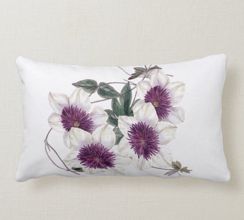 Floral Pillow Cover|Purple Pink Flower Cushion Case|Colorful Floral Throw Pillow Case|Summer Trend Home Decor|Housewarming Lumbar Pillow Top