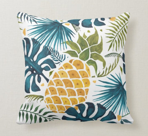 Floral Pillow Cover|Tropical Leaves Pillow Cover|Colorful Cushion Case|Decorative Pillow Case|Bedding Home Decor|Housewarming Pillow
