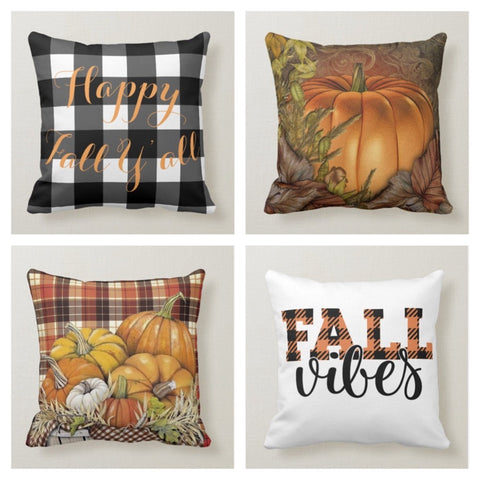 Fall Trend Pillow Cover|Autumn Cushion Case|Orange Pumpkin Throw Pillow|Fall Wibes Home Decor|Housewarming Farmhouse Happy Fall Pillow Case