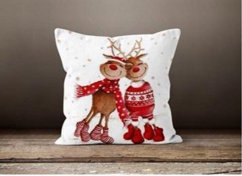 Christmas Pillow Cover|Xmas Cartoon Deer Decor|Winter Decorative Pillow Case|Xmas Throw Pillow|Xmas Gift Ideas|Outdoor Pillow|Xmas Pillow