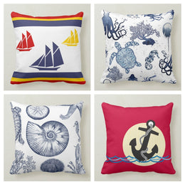 Nautical Pillow Case|Navy Blue Marine Pillow Cover|Decorative Coastal Cushions|Coastal Throw Pillow|Starfish Home Decor|Beach House Decor