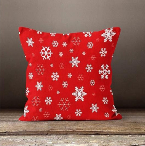 Christmas Pillow Cover|Snowflake Xmas Cushion Case|Decorative Winter Pillowcase|Red Xmas Home Decor|Xmas Gift Ideas|Snowflake Pillow Cover