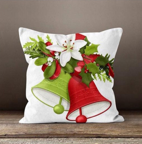 Christmas Pillow Cover|Xmas Ornaments Decor|Winter Decorative Pillow Case|Xmas Deer Throw Pillow|Outdoor Pillow Cover|Xmas Bells Pillow Case
