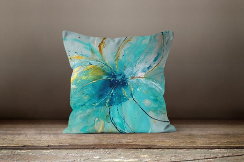 Floral Pillow Cover|Woman Dance Pillow Cover|Decorative Turquoise Watercolor Rain Pillow Case|Bedding Home Decor|Abstract Housewarming Decor