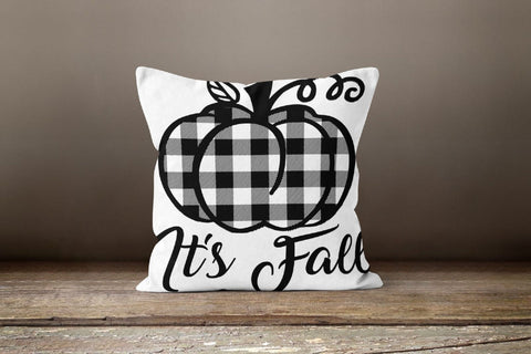 Fall Trend Pillow Cover|Autumn Cushion Case|Orange Pumpkin Throw Pillow|Halloween Home Decor|Plaid Style Outdoor Pillow Cover|Wellcome Fall