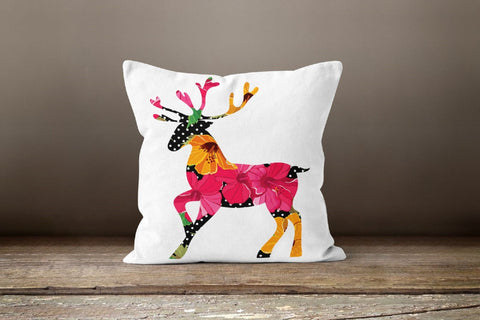 Christmas Pillow Cover|Xmas Deer Cushion Case|Colorful Pillow Case|Xmas Home Decor|Xmas Gift Ideas|Deer Design Cover|Merry Xmas Gift Decor