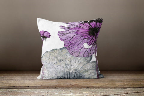 Purple Pillow Cover|Floral Throw Pillow|Summer Cushion Cover|Decorative Purple Outdoor Pillow|Bedding Home Decor|Housewarming Gift Ideas