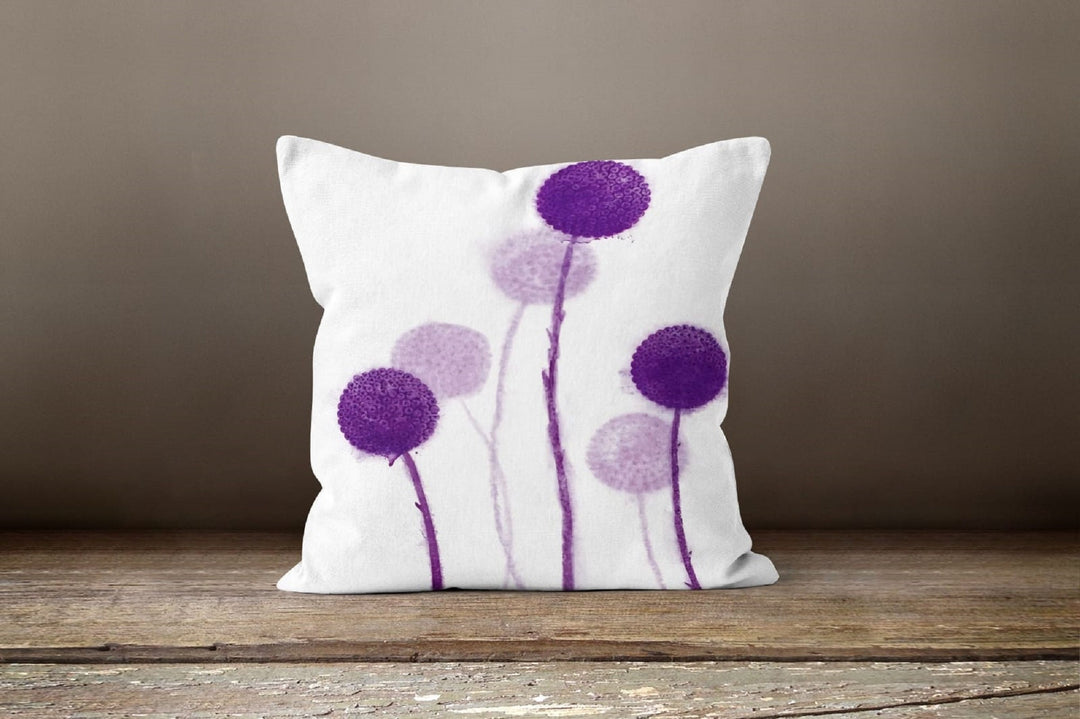 Pillow Cover with Purple Flowers