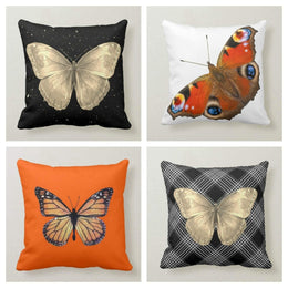 Butterfly Pillow Cover|Orange Butterfly Pillow Cover|Decorative Cushion Case|Housewarming Boho Pillow|Farmhouse Porch Outdoor Cushion Case
