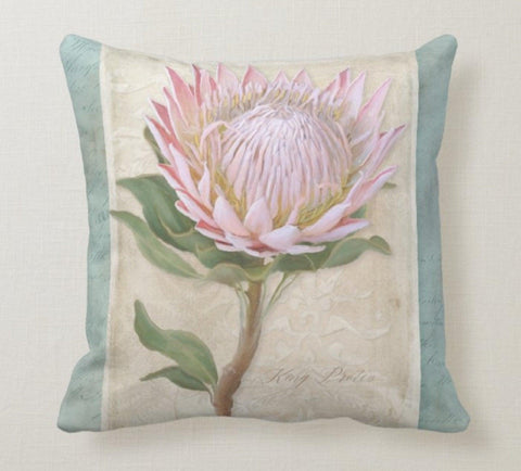 Pink Floral Pillow Cover|Decorative Pillow Case|Protea Cactus Flower Decor|Housewarming Cushion Cover|Accent Pillow Top|Throw Pillow Case