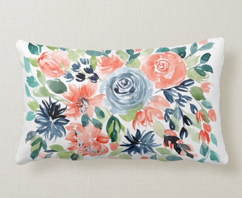 Floral Pillow Cover|Purple Pink Flower Cushion Case|Colorful Floral Throw Pillow Top|Summer Trend Home Decor|Housewarming Lumbar Pillow Case