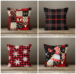 Christmas Pillow Covers|Xmas Plaid Decor|Winter Decorative Pillow Case|Xmas Patchwork Throw Pillow|Outdoor Pillow Cover|Snowman Pillow