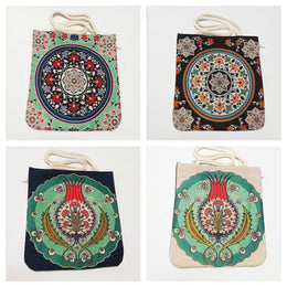 Tile Pattern Shoulder Bags|Tapestry Fabric Handmade Bag|Handmade Shoulder Bag|Rug Design Tote Bag|Carpet Bag|Weekender Handmade Bag