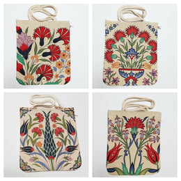 Tile Pattern Shoulder Bags|Tapestry Turkish Tulip Handmade Bag|Handmade Shoulder Bag|Rug Design Tote Bag|Carpet Bag|Tapestry Shoulder Bag