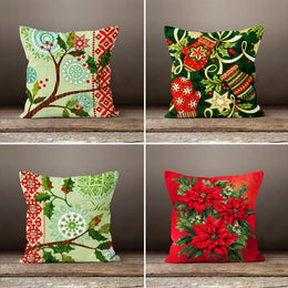 Christmas Pillow Cover|Christmas Flower Decor|Decorative Winter Pillow|Xmas Throw Pillow|Xmas Gift|Outdoor Pillow Cover|Xmas Poinsettia Case