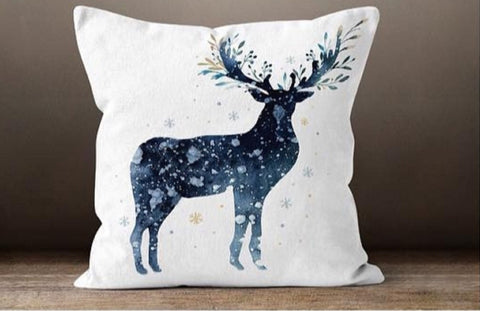 Christmas Pillow Covers|Blue Deer Xmas Decor|Winter Pillow Case|Xmas Gift Ideas|Outdoor Pillow Cover|Housewarming Gift|Xmas Throw Pillow