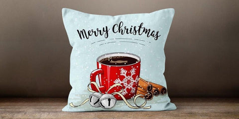 Christmas Pillow Cover|Xmas Gift Decor|Decorative Winter Pillow Case|Xmas Coffee Cup Throw Pillow|Christmas Gift Ideas|Xmas Pillow Cover