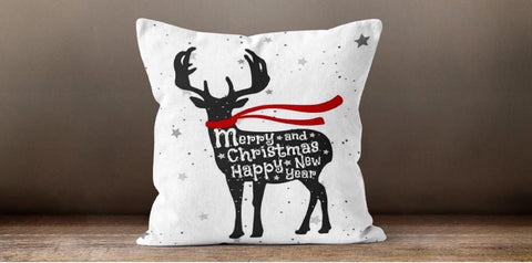 Christmas Pillow Cover|Xmas Deer Cushion Case|Black White Pillow Case|Xmas Home Decor|Xmas Gift Ideas|Deer Design Cover|Cats Xmas Gift Decor
