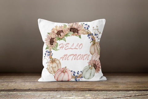 Fall Trend Pillow Cover|Hello Autumn Cushion Case|Pink Orange Pumpkin Throw Pillow|Halloween Home Decor|Housewarming Farmhouse Pillow Case