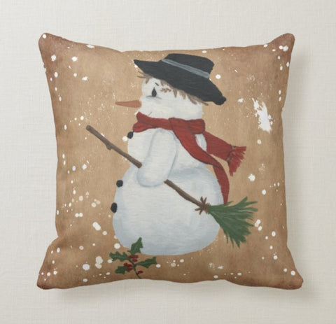 Winter Trend Pillow Cover|Cute Snowman Decor|Winter Throw Pillow Case|Outdoor Snowflake Pillow Top|Housewarming Decorative Let It Snow Decor
