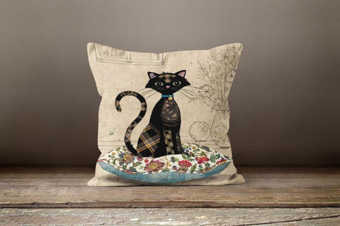 Cute Cat Pillow Covers|Cat Pattern Cushion Case|Housewarming Patchwork Style Throw Pillow|Decorative Bedding Home Decor|Outdoor Pillow Case