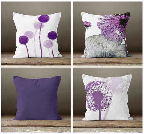 Purple Pillow Cover|Floral Throw Pillow|Summer Cushion Cover|Decorative Purple Outdoor Pillow|Bedding Home Decor|Housewarming Gift Ideas