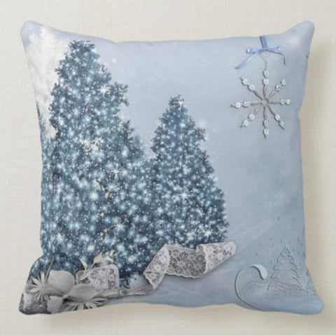 Winter Pillow Covers|Winter Tree Throw Pillow|Decorative Winter Pillow Case|Red Blue Xmas Home Decor|Xmas Gift Ideas|Snowflake Pillow Cover