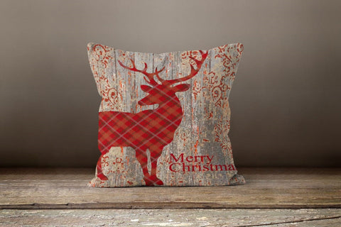Christmas Pillow Cover|Xmas Deer Cushion Case|Plaid Pattern Pillow Case|Xmas Home Decor|Xmas Gift Ideas|Deer Home Decor|Xmas Gift Decor