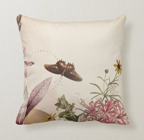 Floral Pillow Covers|Decorative Cushion Case|Brown Floral Throw Pillow Case|Bedding Home Decor|Housewarming Farmhouse Style Pillow Case